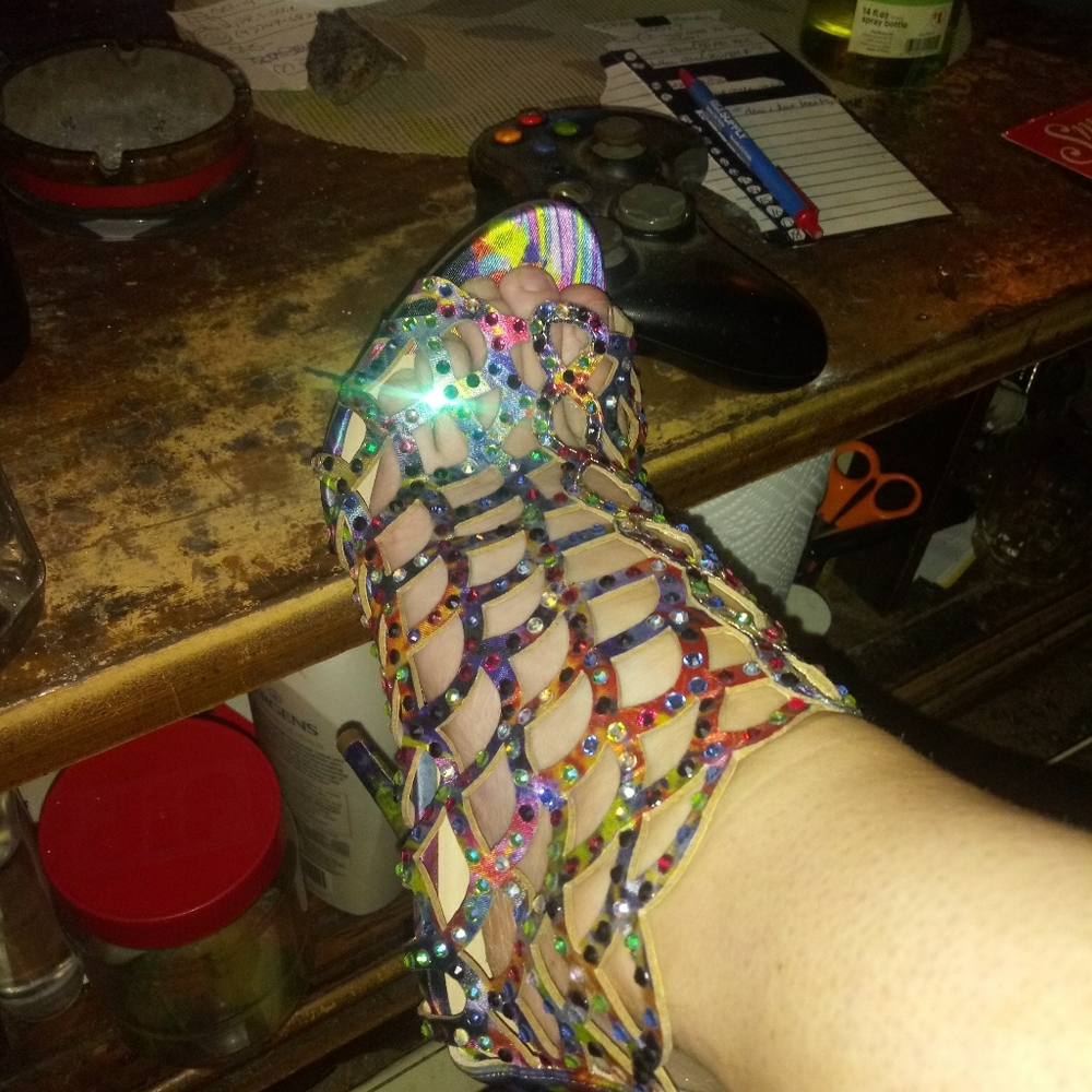 Beautiful rainbow heels Michael Antonio